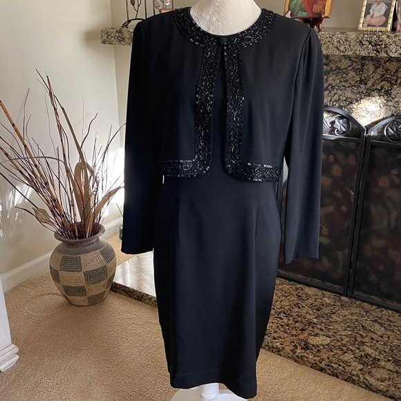 Marianna Black Beaded Front Dress. - Picture 13 of 16